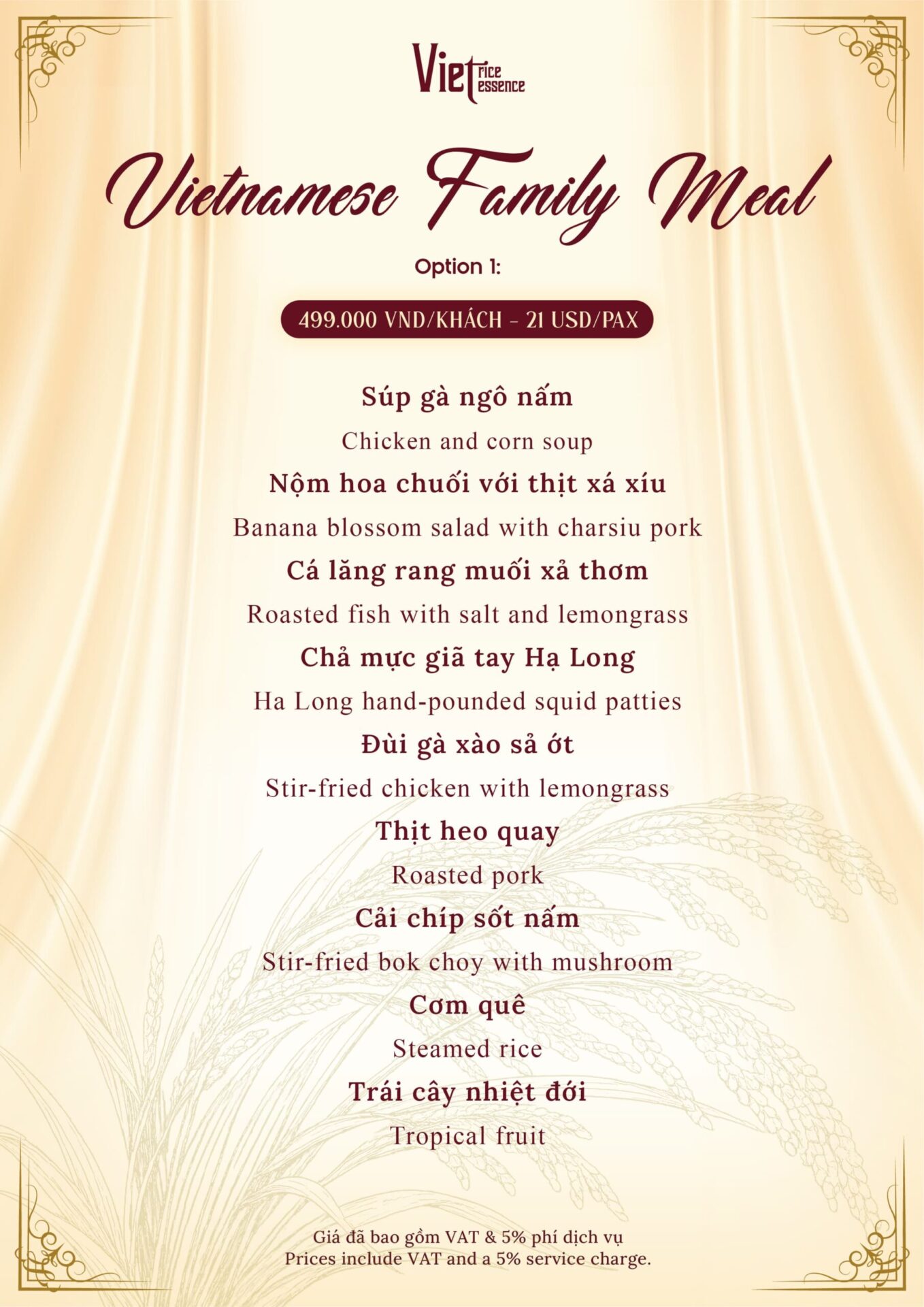 Set menu - Viet Rice Essence Restaurant