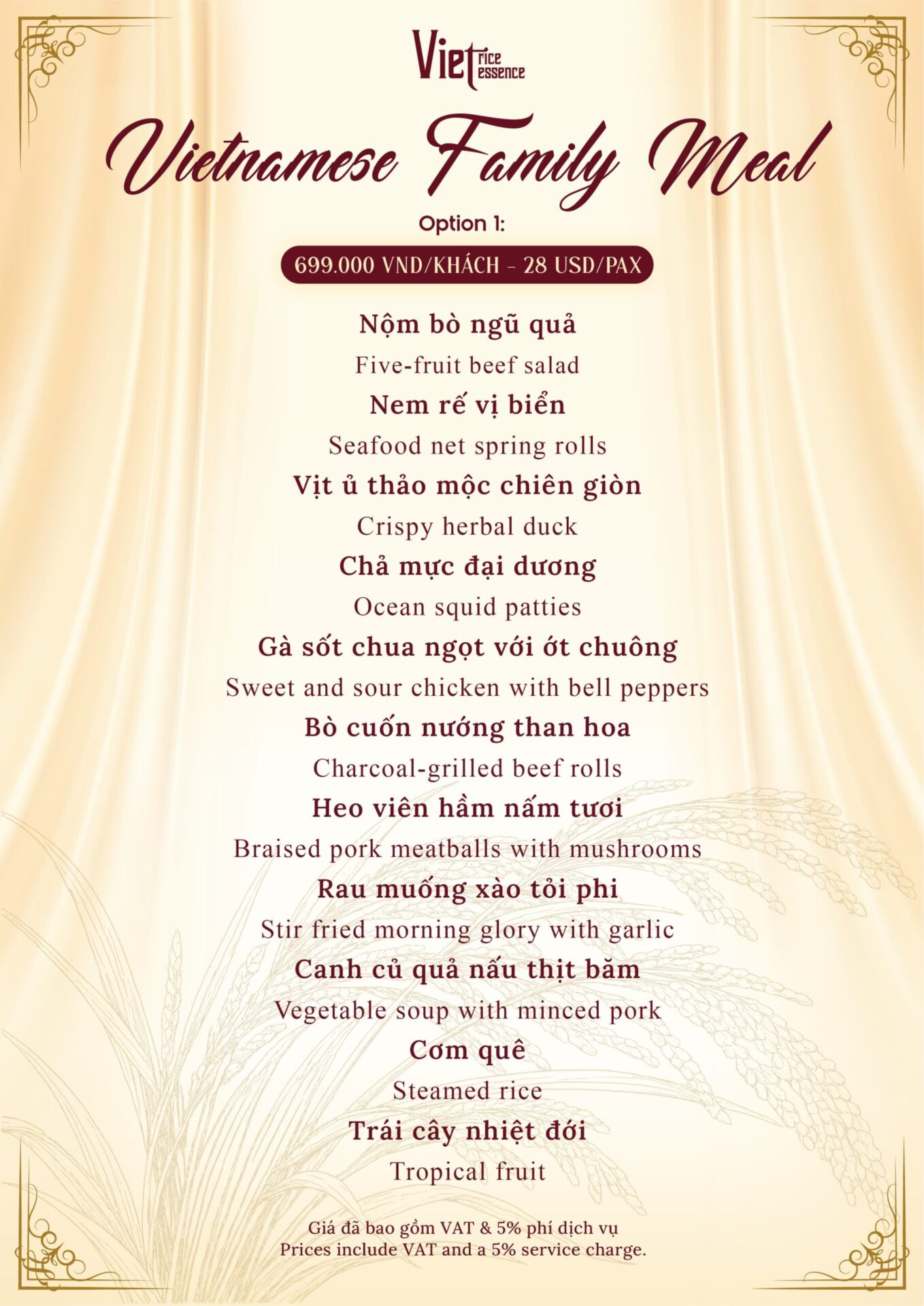 Viet Rice Rio Rancho Set menu - Viet Rice Essence Restaurant